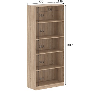 Стеллаж SIMPLE SR-5W, дуб сонома светлый, 770х359х1815 мм